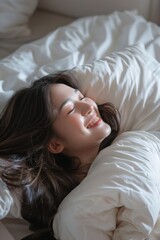 Obraz na płótnie Canvas young woman sleeping in bed Generative AI