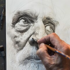 Fine Art Course Illustration: Detailed Pencil Drawing of an Elderly Man