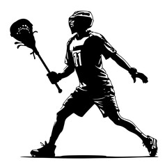 Male Lacrosse Player Silhouette 
 - obrazy, fototapety, plakaty