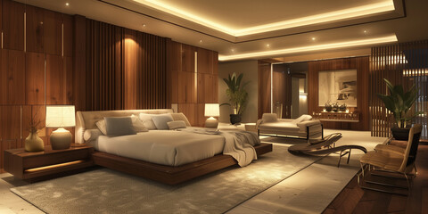 Architecture interior design home bedroom living room concept modern luxury furnishings.