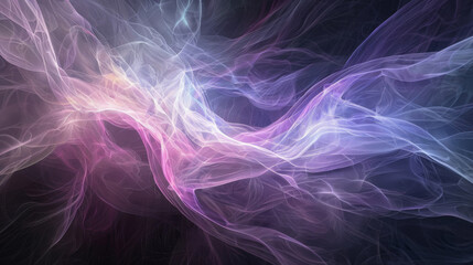 Stunning digital illustration featuring vivid smoke waves in a blend of purple and blue hues for a dreamy backdrop