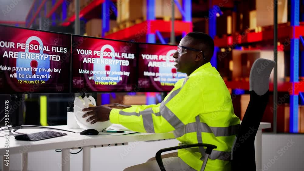Poster Warehouse Worker Confused With Malware Attack