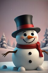A beautiful 3D snowman. Generative AI