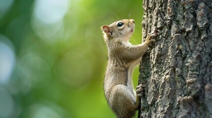 an Eastern gray squirrel climbing a tree