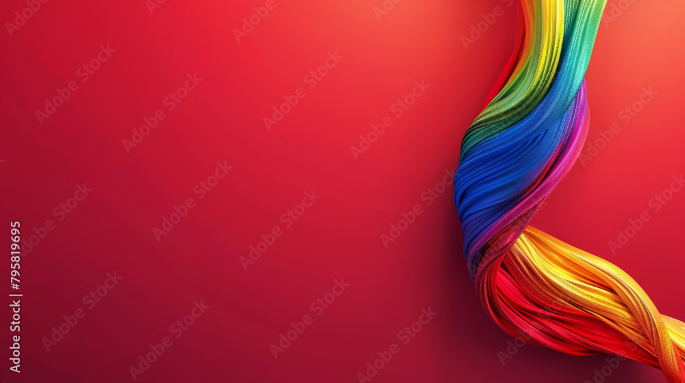 Poster vibrant fabric creating abstract patterns against a red background