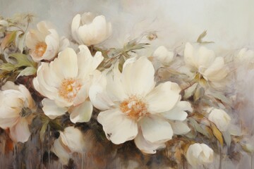 Obraz na płótnie Canvas Flowers painting blossom plant.