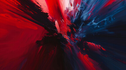 Vibrant red and blue paint strokes create a dramatic abstract background - obrazy, fototapety, plakaty