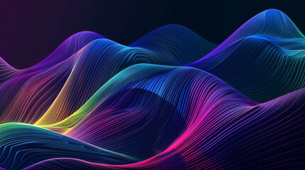 Digital abstract background with colorful, neon wave patterns - obrazy, fototapety, plakaty