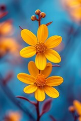 Obraz premium A fascinating close-up flower of yellow color with delicate and intricate details. Beautiful flower with petals in a work of art with soft texture and vibrant colors.