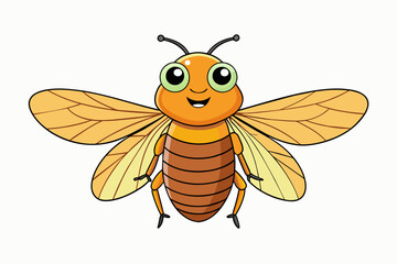 cicada butterfly cartoon vector illustration