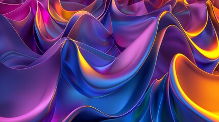 3d rendering, abstract background with wavy folds of colorful silk or satin texture - obrazy, fototapety, plakaty