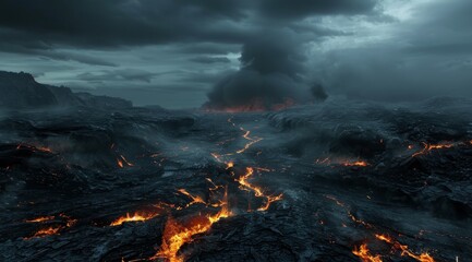 Apocalyptic Volcanic Eruption Landscape