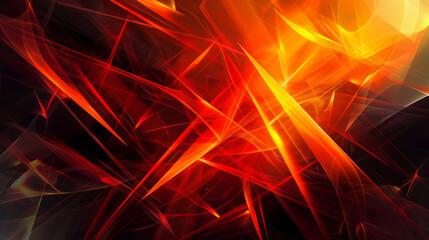 Vibrant red and orange abstract digital art with dynamic energy lines - obrazy, fototapety, plakaty