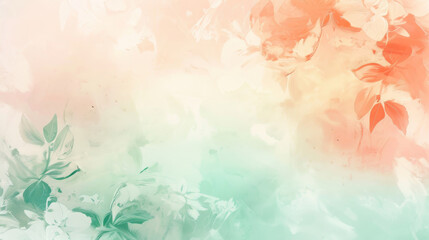 Floral design elements on abstract soft pastel watercolor background - obrazy, fototapety, plakaty