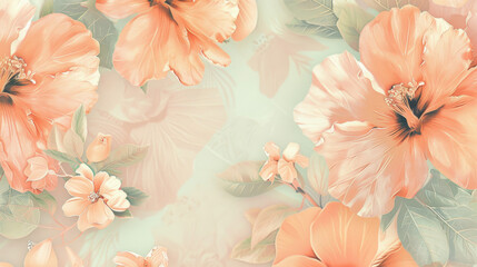Seamless pattern with pastel-colored flowers perfect for design backgrounds - obrazy, fototapety, plakaty