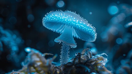 Glowing Jellyfish in Underwater Wonderland - obrazy, fototapety, plakaty