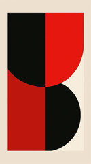 Vertical rounded shapes in red, black and white - 795824450