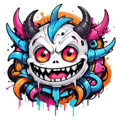kawaii Graffiti abstract monster logo for t-shirt and sticker