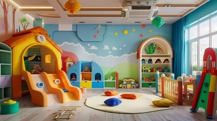 Children's school playroom, 3d playground