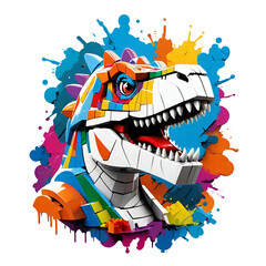 Graffiti abstract trex lego logo, modern art for t-shirt