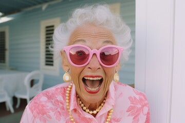 Senior woman in pink clothing image.  by rawpixel.