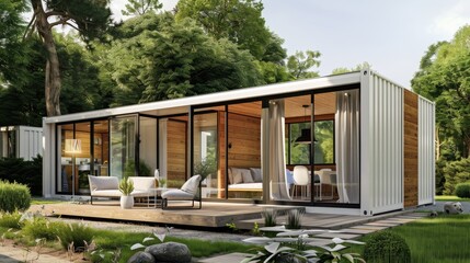 Modern Container Home Amidst Lush Greenery