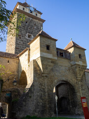 Fototapeta na wymiar Wuzburger Tor, part of Rothenburg ob der Tauber city wall