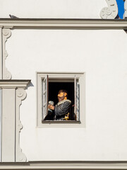 Rothenburg ob der Tauber Ratstrinkstube Burgomaster figures at the window drinking beer