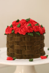 Chocolate cake with red roses - Valentine's Day cake - Wedding cake