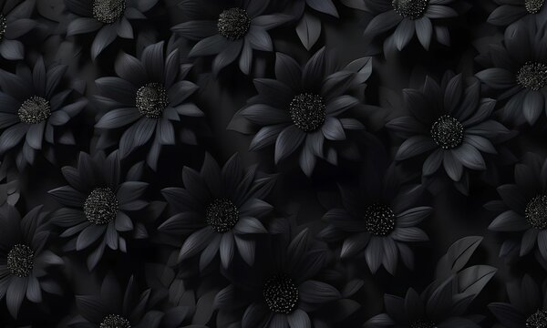 wallpaper representing black flowers. Gothic style
