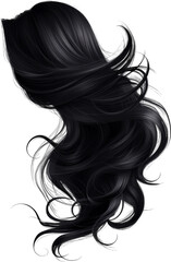 Flowing black hair illustration