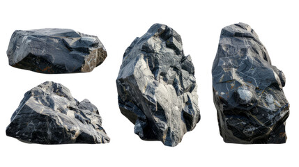 A collection of stones on a transparent background. A collection of some stones for your materials.