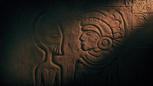 Ancient Aliens Visitor And King Carving Is Lit Up
