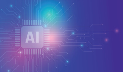 AI Artificial Intelligence and Machine Learning Background Concept, Big data innovation technology, Abstract background, AI Artificial Intelligence chipset on circuit board in futuristic concept