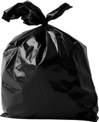 Tied black plastic trash bag