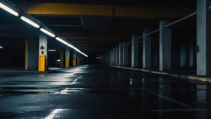 Creepy Dark Empty Parking Garage