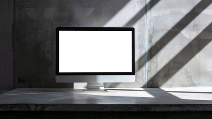Clean, minimalist desktop design showing a modern computer with a transparent screen for easy modifications