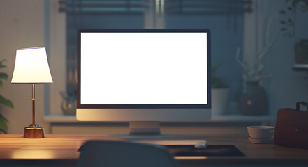 Clean, minimalist desktop design showing a modern computer with a transparent screen for easy modifications