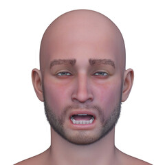 男性の顔アップ　3DCGレンダリング