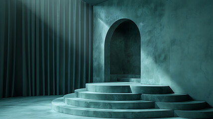 Turquoise Product Display Set with Arches and Stairs