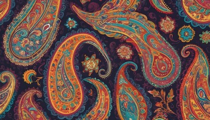 Paisley motifs in rich vibrant colors and intrica upscaled_3