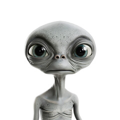 Naklejka premium Cute Face Expression of Baby Gray Alien, Body Shot by Designer, Isolated on Transparent Background, PNG