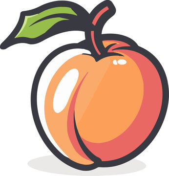 orange peach fruit with green leaf clip art preview