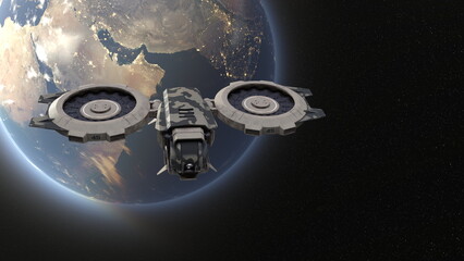 宇宙船と地球　3DCGレンダリング