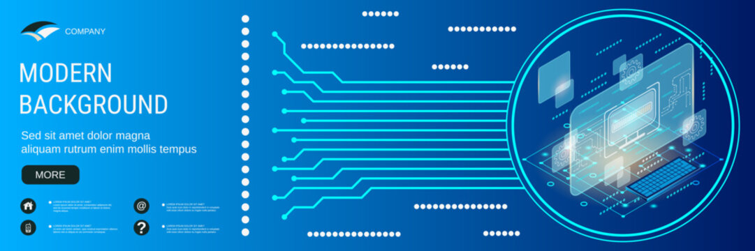 Digital technology banner vector design template. OS update, software upgrade, program installation flat 3d isometric vector concept illustration