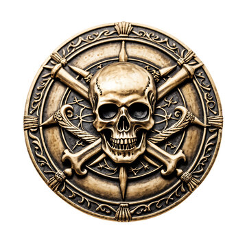 Pirate Medallion Isolated on Transparent Background