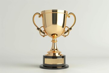 shiny gold trophy cup on pedestal isolated on white victory and achievement concept 3d rendering