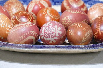 Batik pattern eggs in Easter display