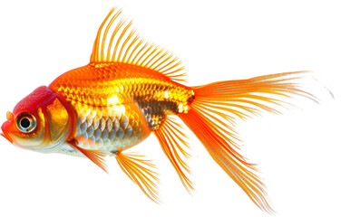 Fototapeta premium Bright orange goldfish with flowing fins
