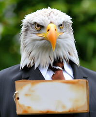 Strict serious eagle boss in suit